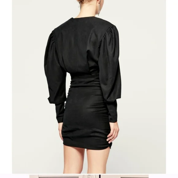 Isabel Marant Black Robe Stella Dress Bodycon Bishop Sleeve Bubble Hem 6 NWT - Picture 6 of 8